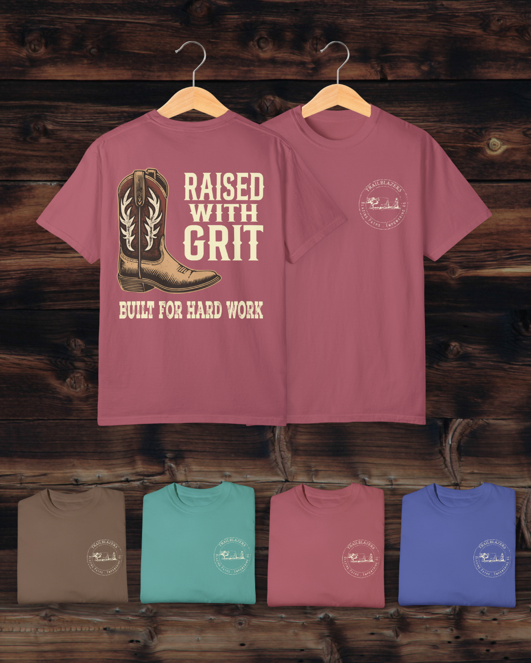 Raised With Grit – Cowboy Boot Tee