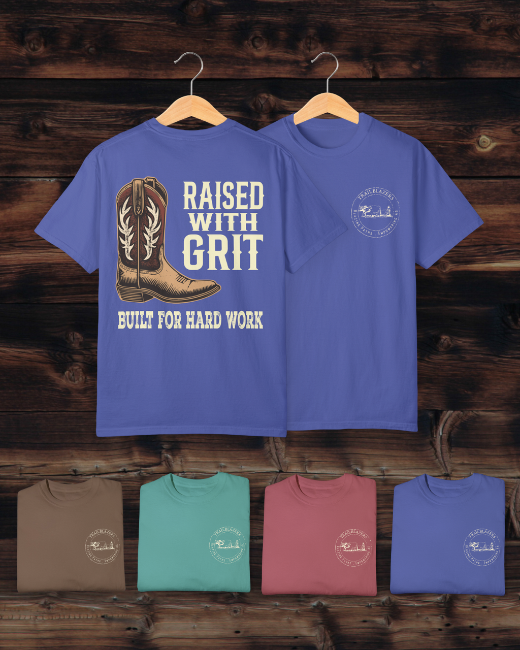 Raised With Grit – Cowboy Boot Tee