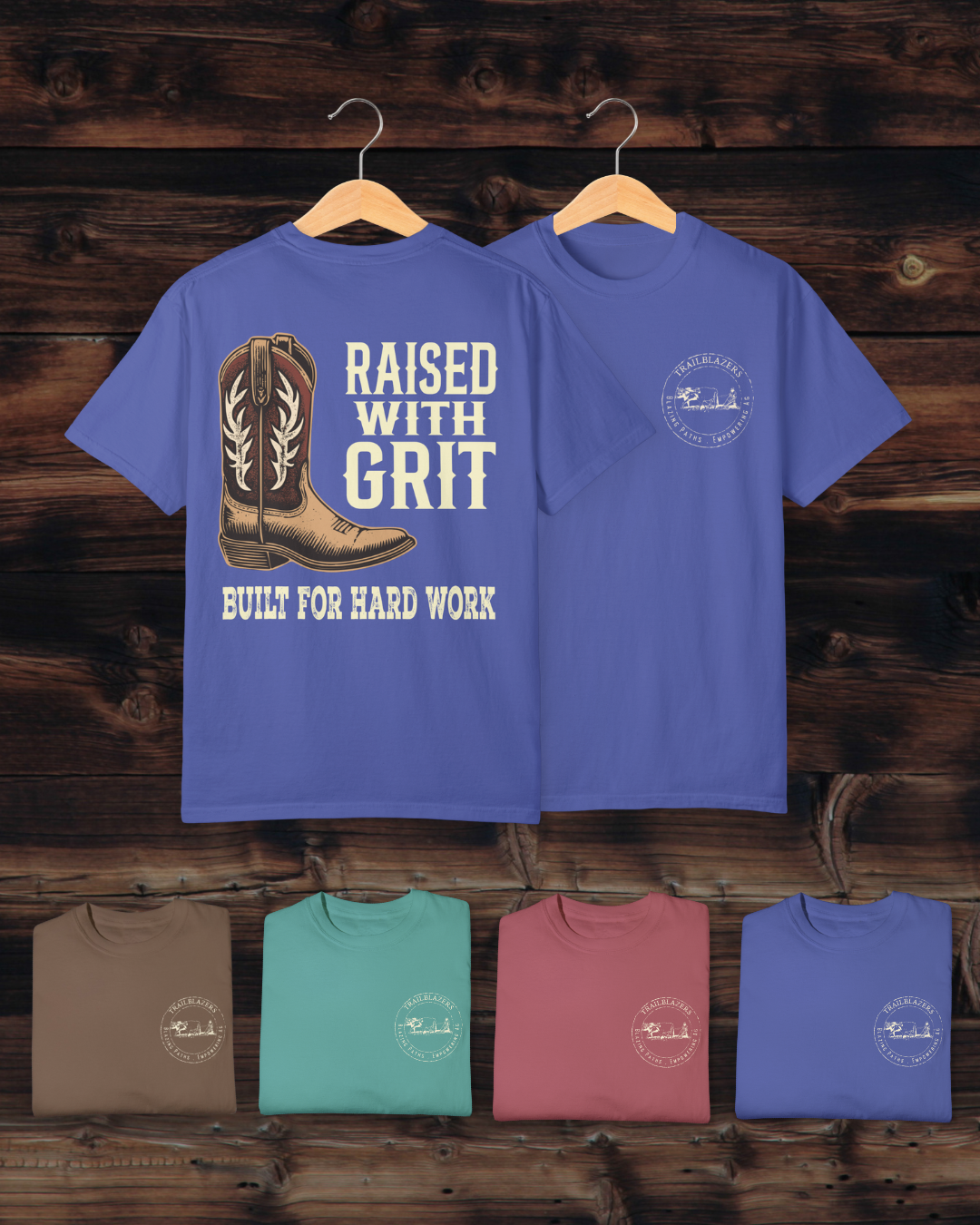 Raised With Grit – Cowboy Boot Tee