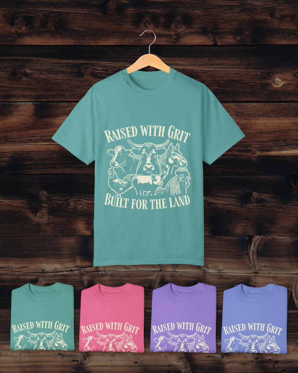Raised With Grit – Built for the Land Tee