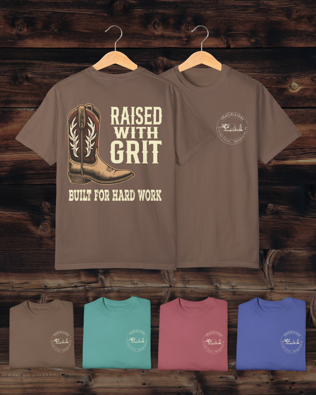 Raised With Grit – Cowboy Boot Tee