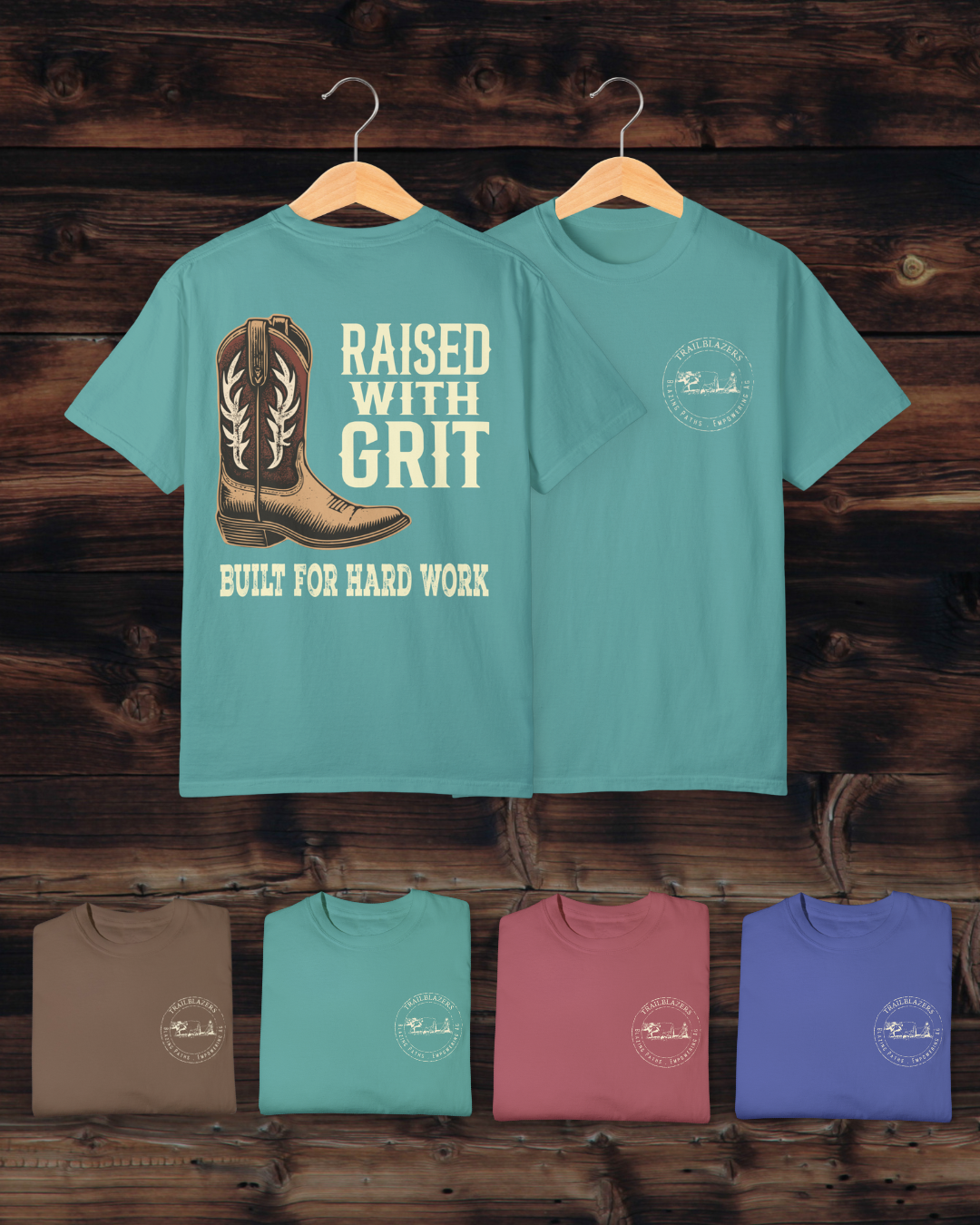 Raised With Grit – Cowboy Boot Tee